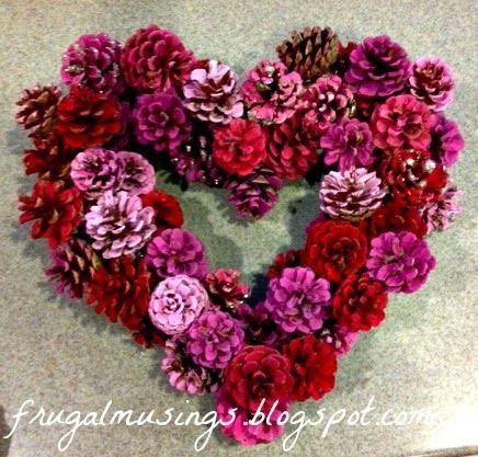 DIY Valentines Day Wreath - Pine cones - Home Decor - frugalmusings.blogspot.com: 