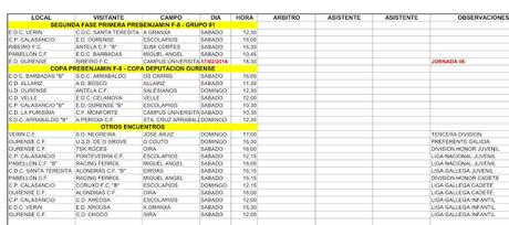 Horarios fútbol ourensano, 13 y 14 de Febrero