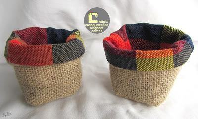 Mini cestas de arpillera