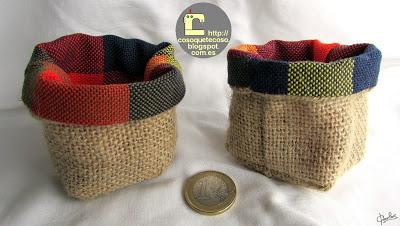 Mini cestas de arpillera
