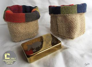 Mini cestas de arpillera