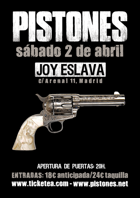 CONCIERTO DE PISTONES EN MADRID. Sala Joy Eslava, sábado 2 abril