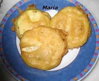 Calabacín relleno en tempura