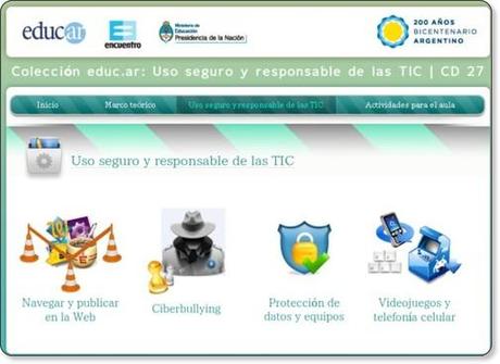 Colección educ.ar | CD 27: Uso seguro y responsable de las TIC http://coleccion.educ.ar/coleccion/CD27/datos/uso_responsable.html