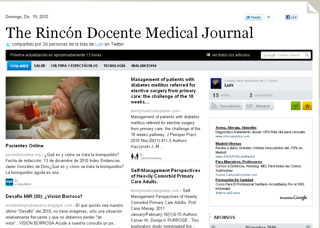 The Rincón Docente Medical Journal: una nueva forma de explorar twitter para compartir información (y más)