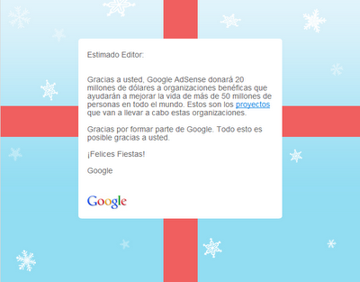 Google Adsense nos Felicita la Navidad