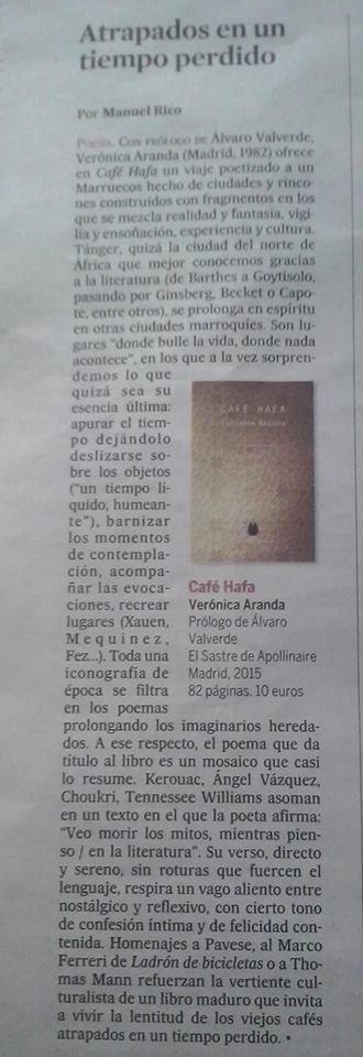 Reseña de Café Hafa en el Babelia, por Manuel Rico
