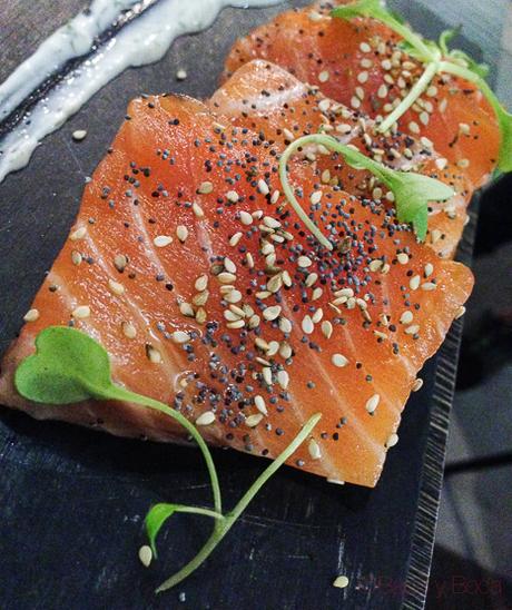 salmon marinado en Sasha Bar Barcelona Baco y Boca