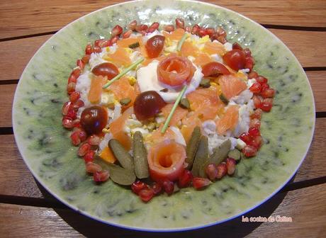 Ensalada de arroz y salmón ahumado
