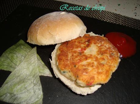 HAMBURGUESA DE SALMÓN Y GAMBAS