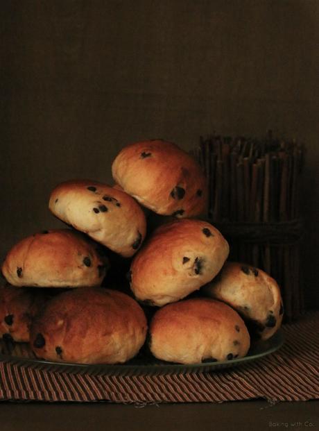 bollos de eche y pepitas de chocolate