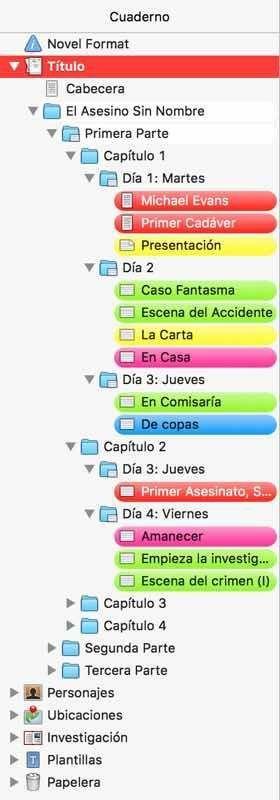 Scrivener estructura ASN