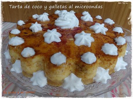 Tarta de coco y galletas al microondas