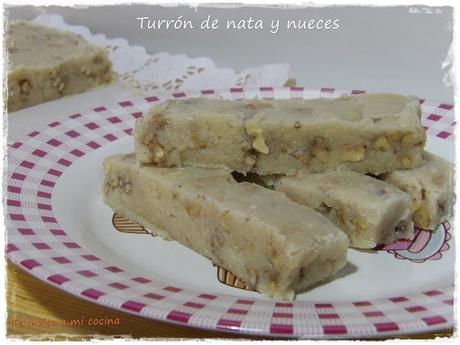 Turrón de nata con nueces