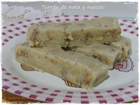Turrón de nata con nueces