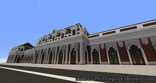 Réplica Minecraft del Edificio de la Antigua estación de trenes de Burgos, España.