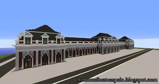 Réplica Minecraft del Edificio de la Antigua estación de trenes de Burgos, España.