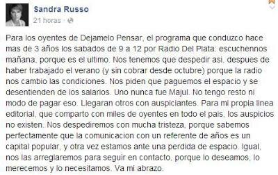 Sigen callando voses: Del plata echo Sandra Russo