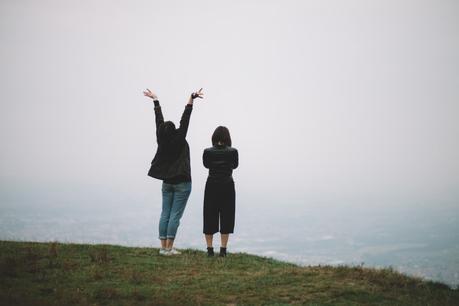 two, people, mountain, travel, travel, joy, arms, lifting, lifting, sign, happiness, freedom, concept,