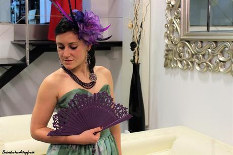 Vestido lila y verde para un #evento