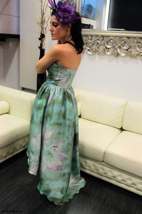 Vestido lila y verde para un #evento