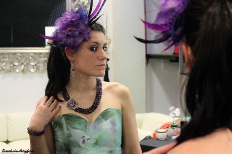 Vestido lila y verde para un #evento