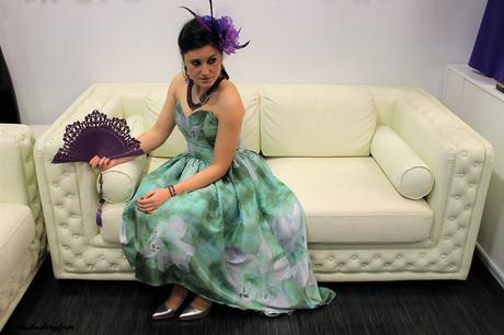 Vestido lila y verde para un #evento