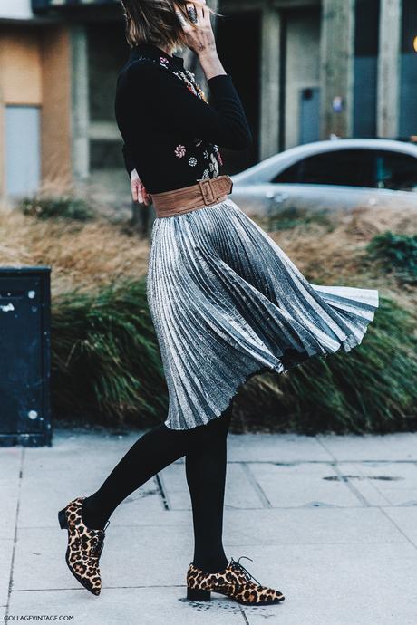 LFW-London_Fashion_Week_Fall_16-Street_Style-Collage_Vintage-Anya_Ziurova-Metallic_Skirt-Pleated_Skirt-1