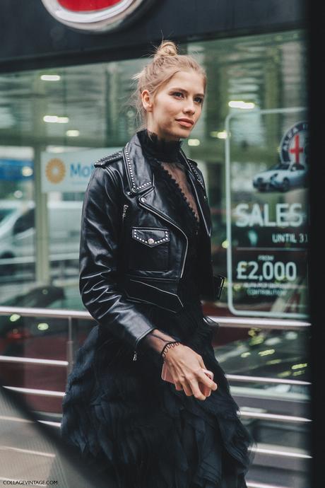 LFW-London_Fashion_Week_Fall_16-Street_Style-Collage_Vintage-Elena_Perminova-Total_Black-Leather_Biker_Jacket-1