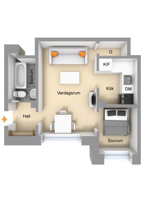 Un hogar en 34 m² planta abierta interiores espacios pequeños estudio diáfano diseño pisos pequeños decoración pisos suecos decoración minipisos decoración en gris blog decoración nórdica 