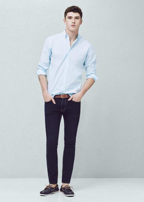 Novios con un toque verde verde agua camisa Mango