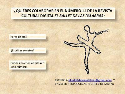 SI ERES POETA, PROMOCIONA TUS VERSOS EN EL BALLET DE LAS PALABRAS