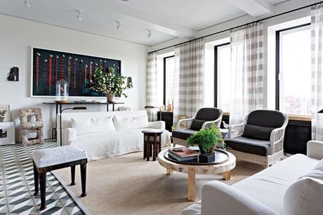 Salon con cocinas estampadas