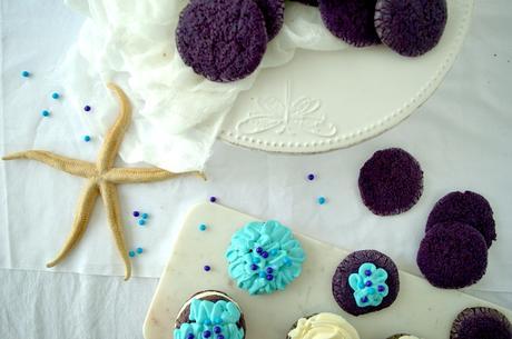 Galletas de violetas con crema de queso - Una galleta un cuento - Febrero - La sirenita