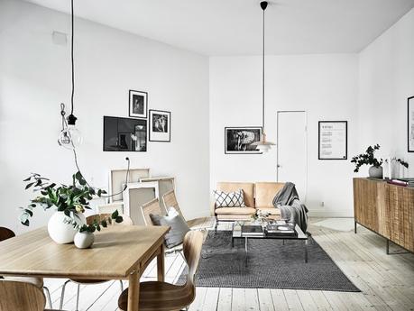 techos altos planta semi abierta lámparas colgantes interiores nórdicos decoración pisos pequeños decoración blanco cocinas nórdicas modernas blog decoración nórdica Amplitud con blancos y neutros 