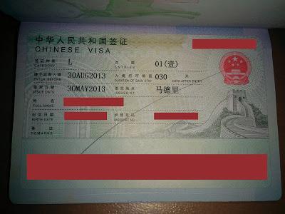 visado de turismo china
