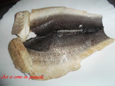 Lubina con salsa de cava