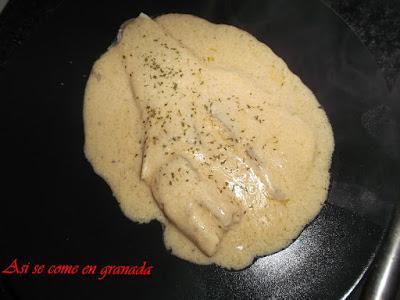Lubina con salsa de cava
