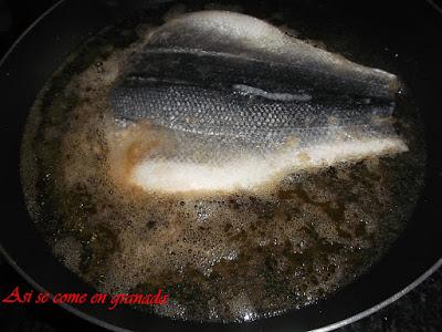 Lubina con salsa de cava