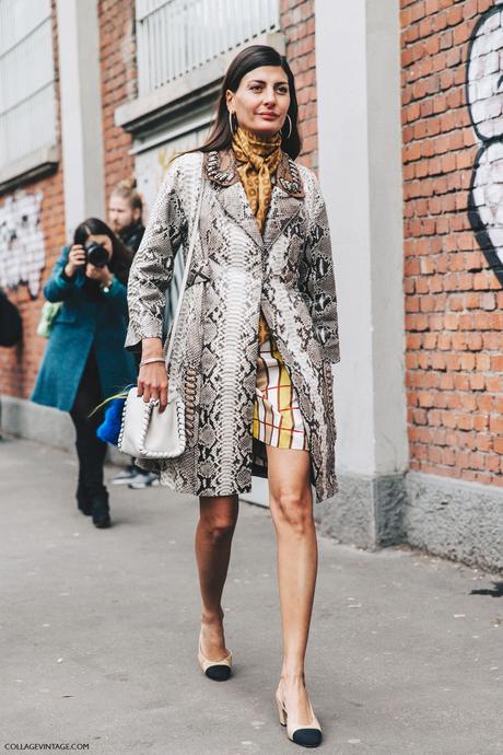 Milan_Fashion_Week_Fall_16-MFW-Street_Style-Collage_Vintage-Giovanna_Battaglia-Snake_Coat-Chanel_SlingBack_Shoes-Hoop_Earrings-Fendi-1