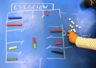 Seguimos trabajando con regletas: equivalencias y sumas.