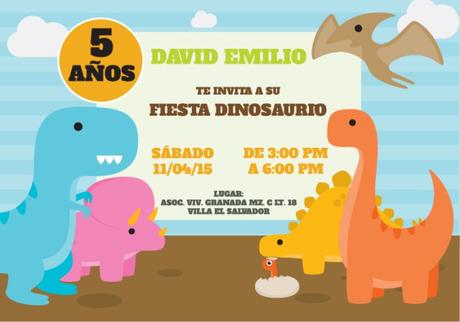 Hermosa tarjeta de cumpleaños – Fiesta Dino