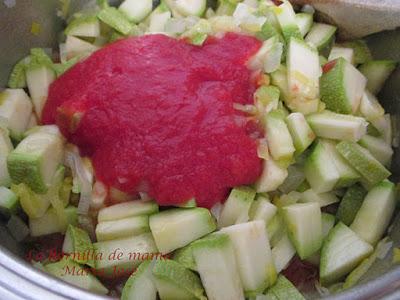 Lentejas con calabacín y puerro