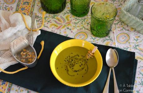 Crema de Espinacas y Garbanzos con Caldo Casero