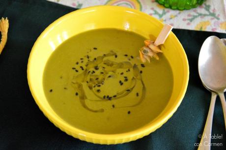 Crema de Espinacas y Garbanzos con Caldo Casero