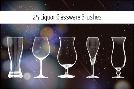 25 Liquor Glassware Photoshop Brushes