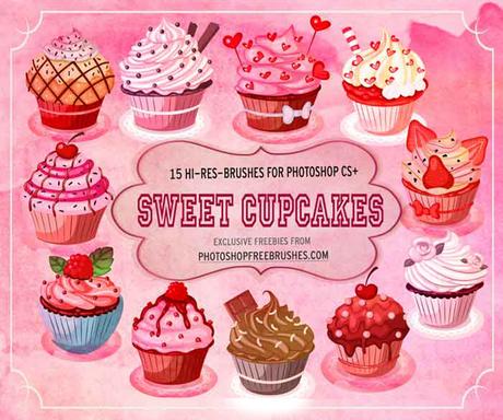 15 Artsy Cupcakes Watercolor Brushes