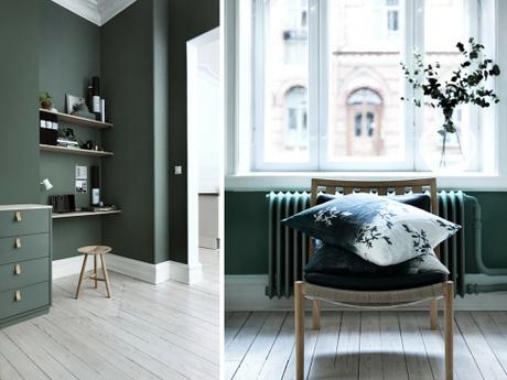 Dormitorio pintado en verde grisace 2