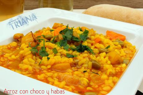 Arroz con choco y habas