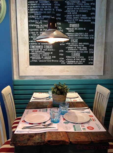 mesa y pizarra Nou Cal Ramonet baco y boca